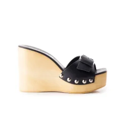 Wedges-L'INTERVALLE Adore Black Leather