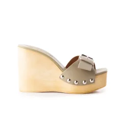 Wedges-L'INTERVALLE Adore Light Khaki Leather
