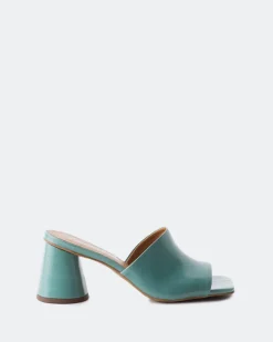 Mid Heels|Mules-L'INTERVALLE Alyki Turquoise Leather