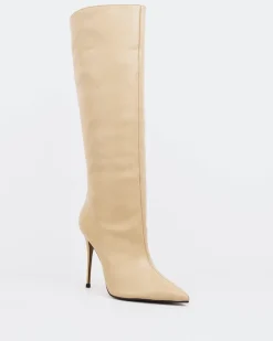 Tall Boots-L'INTERVALLE Amina Beige Leather