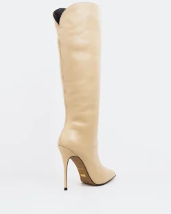 Tall Boots-L'INTERVALLE Amina Beige Leather
