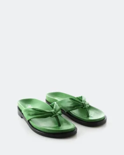 Flats-L'INTERVALLE Aminta Green Leather