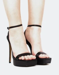 High Heels|Platform-L'INTERVALLE Anguila, Black Leather/Cuir Noir