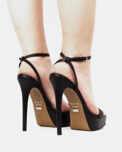 High Heels|Platform-L'INTERVALLE Anguila, Black Leather/Cuir Noir