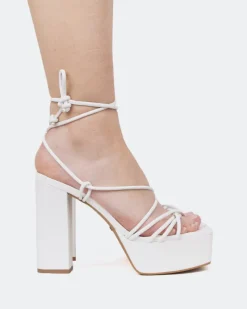 Platform|Strappy-L'INTERVALLE Antigua, White Leather/Cuir Blanc