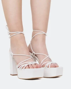 Platform|Strappy-L'INTERVALLE Antigua, White Leather/Cuir Blanc