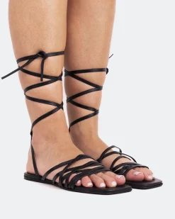 Strappy|Flats-L'INTERVALLE Aperol Black Leather
