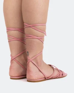 Strappy|Flats-L'INTERVALLE Aperol Pink Leather