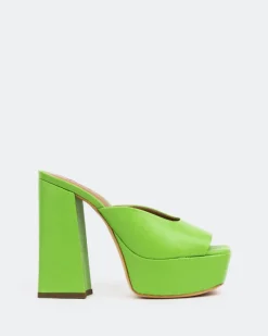 Platform-L'INTERVALLE Asador, Green Leather/Cuir Vert