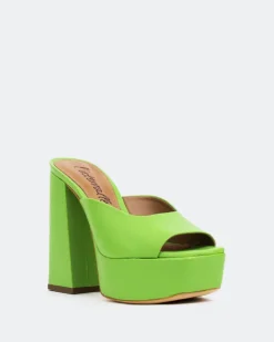 Platform-L'INTERVALLE Asador, Green Leather/Cuir Vert