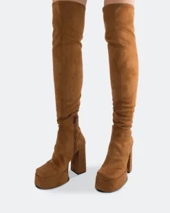 Over-the-knee|Platform-L'INTERVALLE Azalea Tan Suede