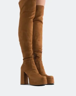 Over-the-knee|Platform-L'INTERVALLE Azalea Tan Suede