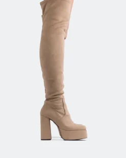 Over-the-knee|Platform-L'INTERVALLE Azalea Taupe Suede