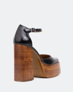 Platforms-L'INTERVALLE Azucar Black leather Brown