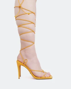 Strappy|High Heels-L'INTERVALLE Baltra, Orange Leather/Cuir Orange
