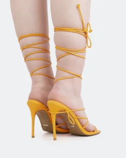Strappy|High Heels-L'INTERVALLE Baltra, Orange Leather/Cuir Orange