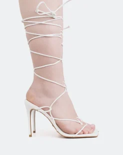 High Heels|Strappy-L'INTERVALLE Baltra, White Leather/Cuir Blanc