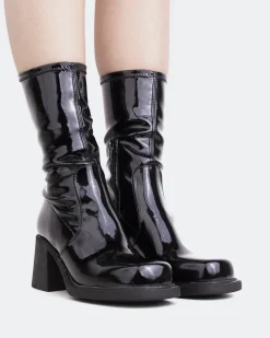 Stretch|Ankle Boots-L'INTERVALLE Baptiste Black Patent Stretch
