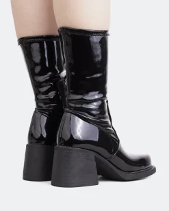 Stretch|Ankle Boots-L'INTERVALLE Baptiste Black Patent Stretch
