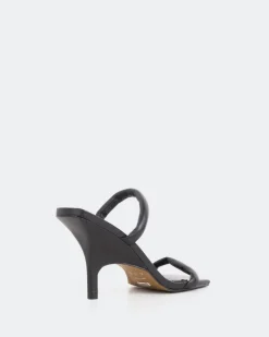 Mid Heels|Mules-L'INTERVALLE Barbuda, Black Leather/Cuir Noir
