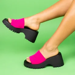 Platform|Mules-L'INTERVALLE Batisti Fuchsia Lycra