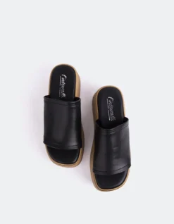 Wood Sandals-L'INTERVALLE Beluga Black Leather