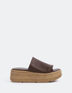 Wood Sandals-L'INTERVALLE Beluga Dk.Brown Leather