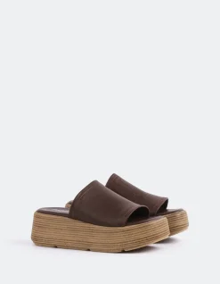 Wood Sandals-L'INTERVALLE Beluga Dk.Brown Leather