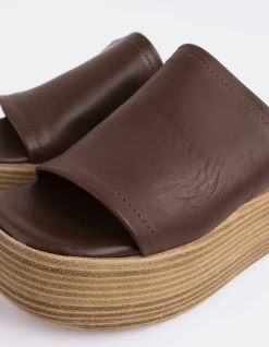 Wood Sandals-L'INTERVALLE Beluga Dk.Brown Leather