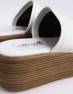 Wood Sandals-L'INTERVALLE Beluga White Leather