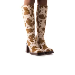 Tall Boots-L'INTERVALLE Berka Brown Cow Pony