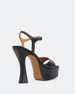 Platform-L'INTERVALLE Betsey Black Leather/Cuir Noir