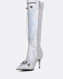 Tall Boots-L'INTERVALLE Beyonce Silver Mirror