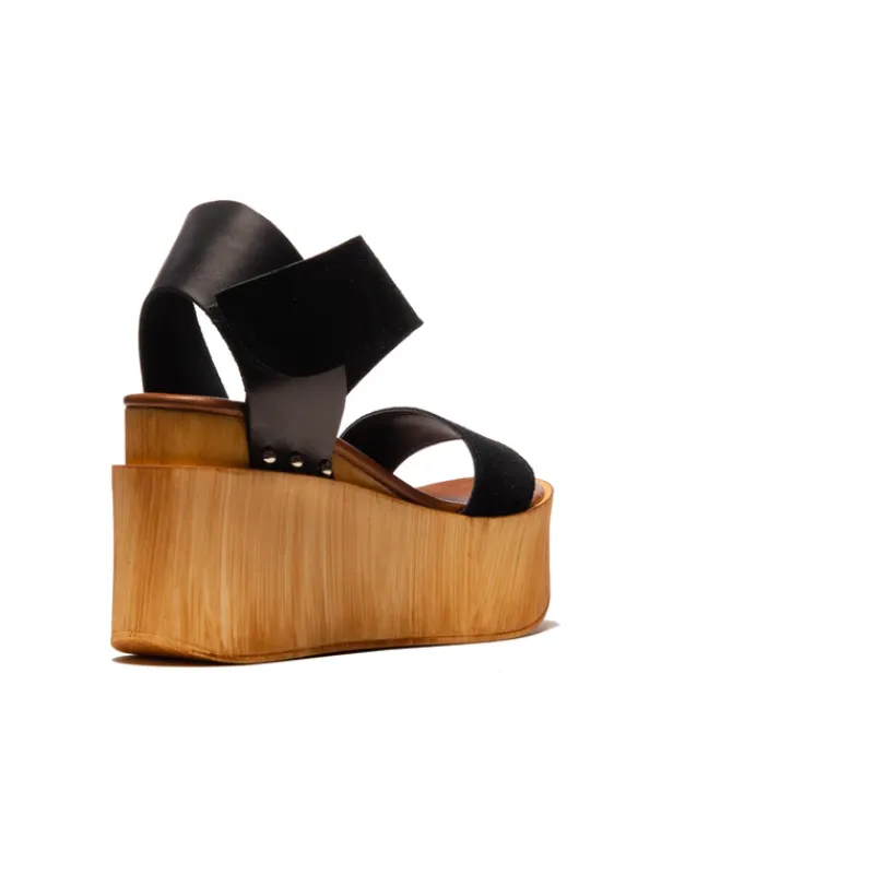 Wood Sandals-L'INTERVALLE Blaze Black Multi Suede