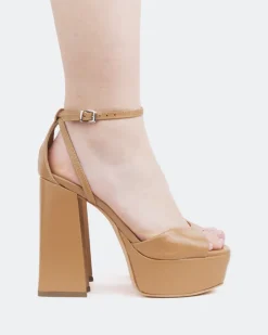 Platform-L'INTERVALLE Borago, Camel Leather/Cuir Chameau