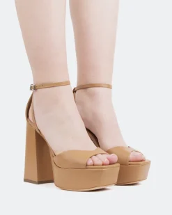 Platform-L'INTERVALLE Borago, Camel Leather/Cuir Chameau