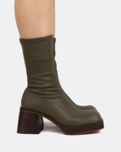Stretch|Platform-L'INTERVALLE Bordon Khaki Stretch