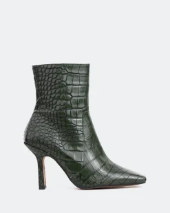 Ankle Boots-L'INTERVALLE Bourget Green Croco
