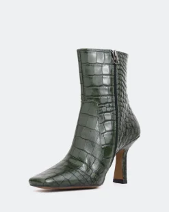 Ankle Boots-L'INTERVALLE Bourget Green Croco