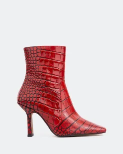 Ankle Boots-L'INTERVALLE Bourget Red Croco