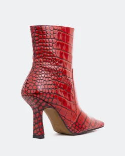Ankle Boots-L'INTERVALLE Bourget Red Croco