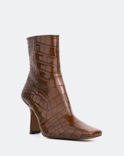 Ankle Boots-L'INTERVALLE Bourget Tan Croco