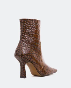 Ankle Boots-L'INTERVALLE Bourget Tan Croco