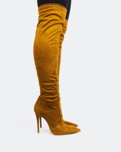 Over-the-knee|Stretch-L'INTERVALLE Brasilia Camel Suede Stretch