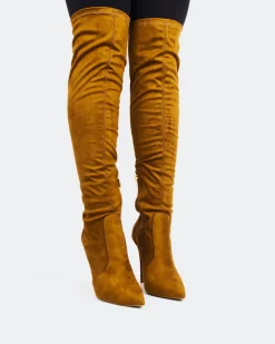 Over-the-knee|Stretch-L'INTERVALLE Brasilia Camel Suede Stretch