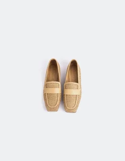 Loafers-L'INTERVALLE Brescia Camel Rafia