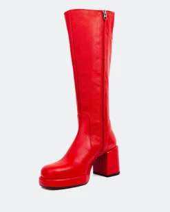 Platform|Tall Boots-L'INTERVALLE Briggs Red Leather