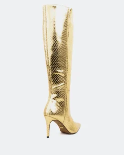 Tall Boots-L'INTERVALLE Bushra Gold Snake