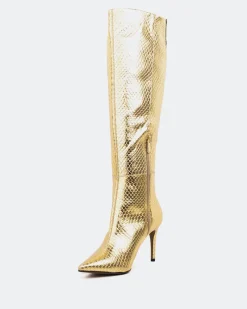 Tall Boots-L'INTERVALLE Bushra Gold Snake