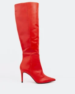 Tall Boots-L'INTERVALLE Bushra Red Leather